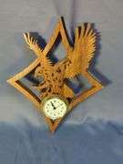Bald Eagle Wooden Wall Plaque Clock, Battery Operated, 12" x 14.5" And Carved Wall Clock, 13" x 10.5"