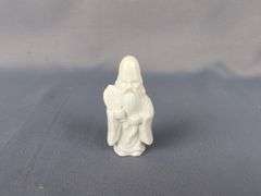 Porcelain Asian Figurines, 3", Qty 4 And Resin Buddha Bust, 6" x 4"