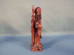 Fitz & Floyd Japanese Hand Painted "Ceramic Vernissage" Geisha, 11" And Hand Carved Chinese God Figurines, Approx 11", Qty 2