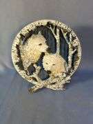 Classic Wildlife Collection Decorative Plate, 8", Wolf Figurine, Table Top Resin Fountain, 12", Missing Pump And Wiring And More