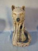 Classic Wildlife Collection Decorative Plate, 8", Wolf Figurine, Table Top Resin Fountain, 12", Missing Pump And Wiring And More