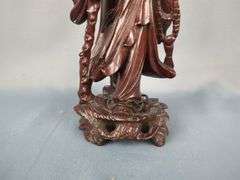 Fitz & Floyd Japanese Hand Painted "Ceramic Vernissage" Geisha, 11" And Hand Carved Chinese God Figurines, Approx 11", Qty 2
