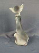 Glass Cat Decanter, 12" And Porcelain Painted Cat Decanter, Marked Potted Priscilla, 12"