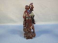 Fitz & Floyd Japanese Hand Painted "Ceramic Vernissage" Geisha, 11" And Hand Carved Chinese God Figurines, Approx 11", Qty 2