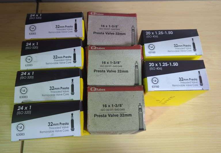 Lot of Sunlite And QTubes Bicycle Tubes, Sizes: 24 x 1, 20 x 1.25-1.50, And 16 x 1-3/8 image