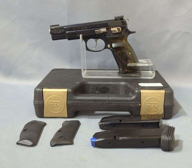 CZ/ CZ-USA 75 B 45th Anniversary Edition 1975-2020 9mm Luger Pistol SN# 45TH0181, Numbered 0181 of 1000, Fiber Optic Sights, 3 Total Mags, Extra Grips, Paperwork, In Hard Case image