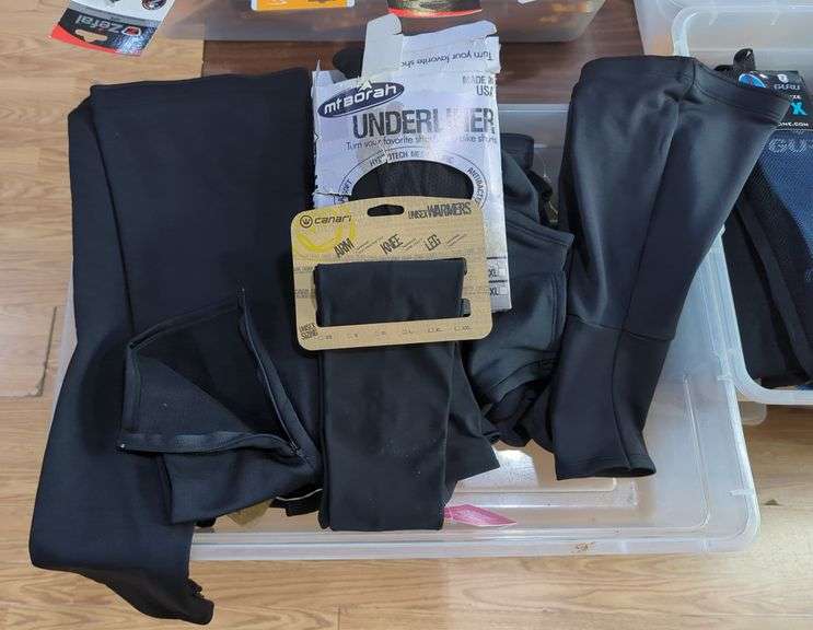 Cycling Arm And Leg Sleeves/Warmers Including Canari Warmers, mtBorah Underliner And More, Various Sizes, Contents Of Tub image