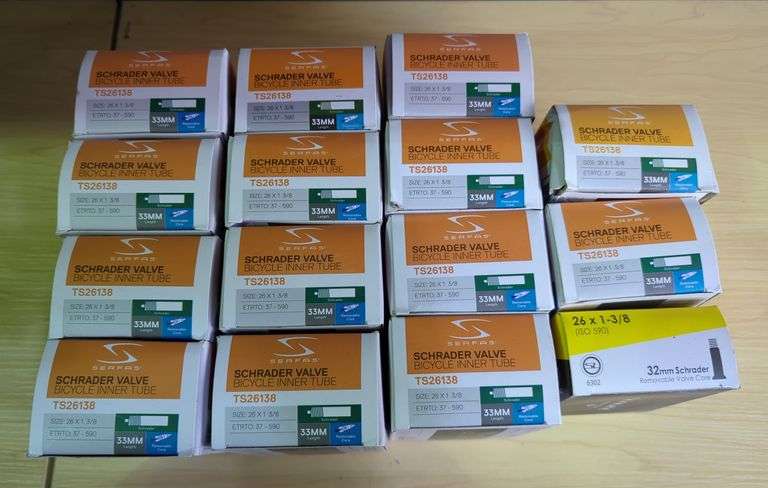 Serfas And Sunlite Schrader Valve Bicycle Inner Tubes, Size 26 x 1-3/8 - Lot of 15 image