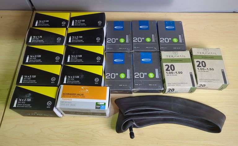 Bicycle Inner Tubes, 16 x 2.125, 16 x 1.75/2.125, 20 x 1.5/2.2, 20 x 1-1.5, And 20 x 1 image