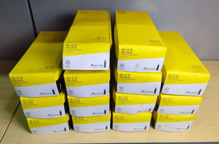 Lot of 14 Bicycle Inner Tubes 29 x 2.10, 700 x 50-52, 48mm Schrader Valve, Thorn Resistant image