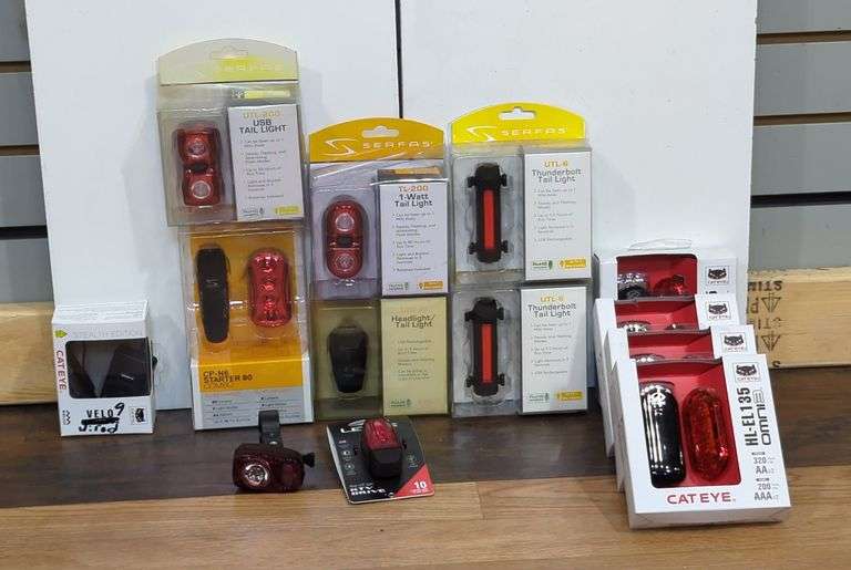 Serfas, Cateye, Lezyne, And Cygolite Bicycle Lights, Qty 13 image