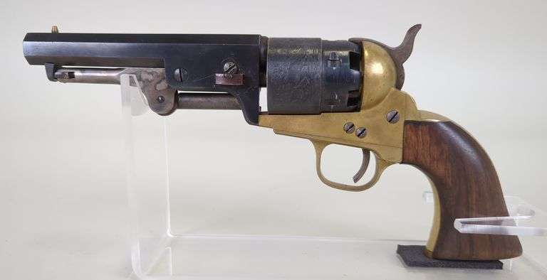 Italy/ A.S.M. 1851 Navy .36 Cal 6-Shot Black Powder Revolver SN# A22279, In Leather Holster image