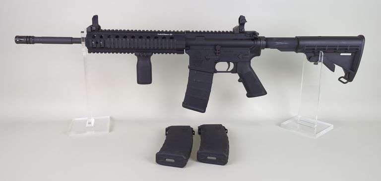 Smith & Wesson M&P-15 5.56 Nato Rifle SN# 10789, 3 Total Mags, Vertical Grip, Adjustable Stock, Flip Up Peep Sights image