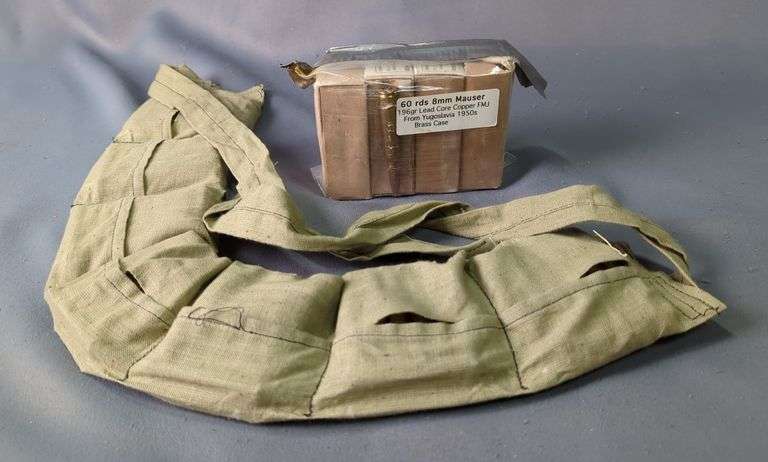 7.9mm And 8mm Ammo, Approx 130 Rds, Some In Stripper Clips In Bandolier, Local Pickup Only image