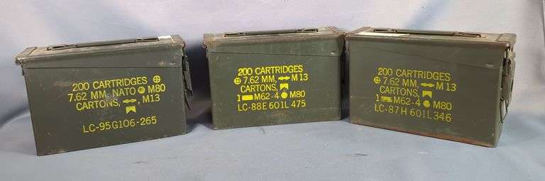 Metal Ammo Cans, Qty 3, 7" X 4" X 11" image