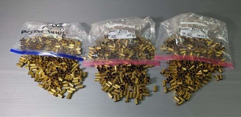 9mm Empty Brass, Once Fired, Cleaned, Approx Qty 900 image