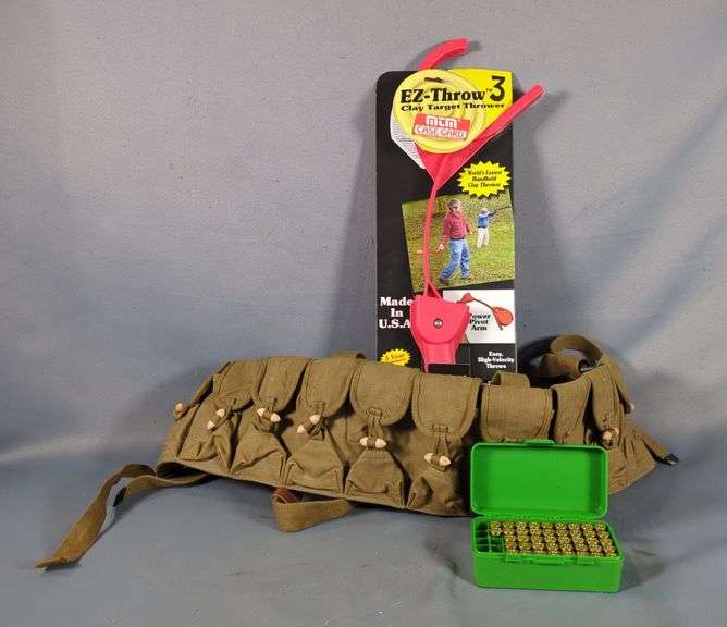 .38 Spl Primed Empty Brass, Approx Qty 42m Ub MTM Case-Gard Organizer, Canvas Ammo Bandolier, And MTM EZ-Throw 3 Clay Target Thrower, Local Pickup Only image