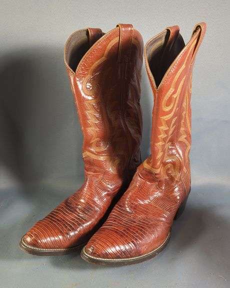 Justin Lizard Skin Mens Cowboy Boots, Size 9EE image