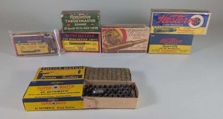 Ammunition And Brass Assortment, Includes 45 Auto And 38 Special Brass, 38 Special, 25-35 Winchester, .257 Weatherby Mag And More, Approx 130 Rds, Local Pickup Only image