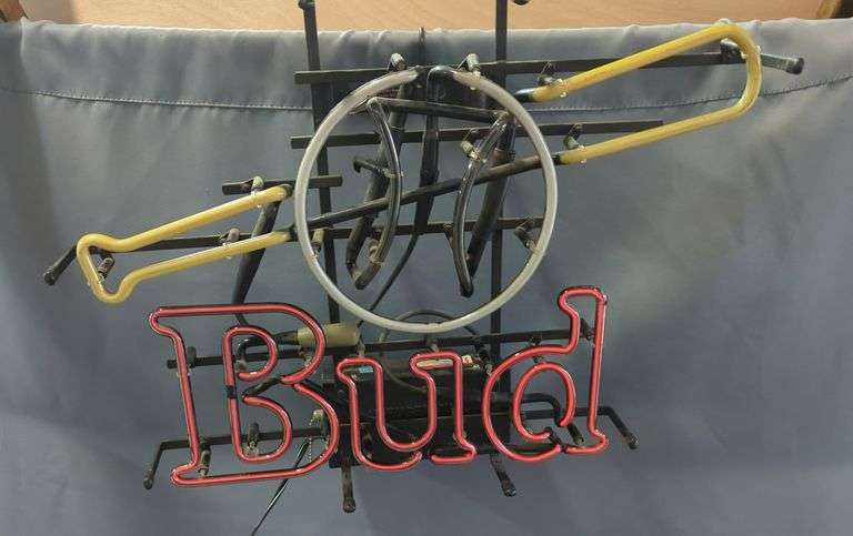 Vintage Budweiser Neon Sign with Trumpet Design image