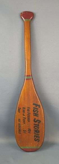 Fish Stories Humorous Oar Wall Hanging, 28" Long image