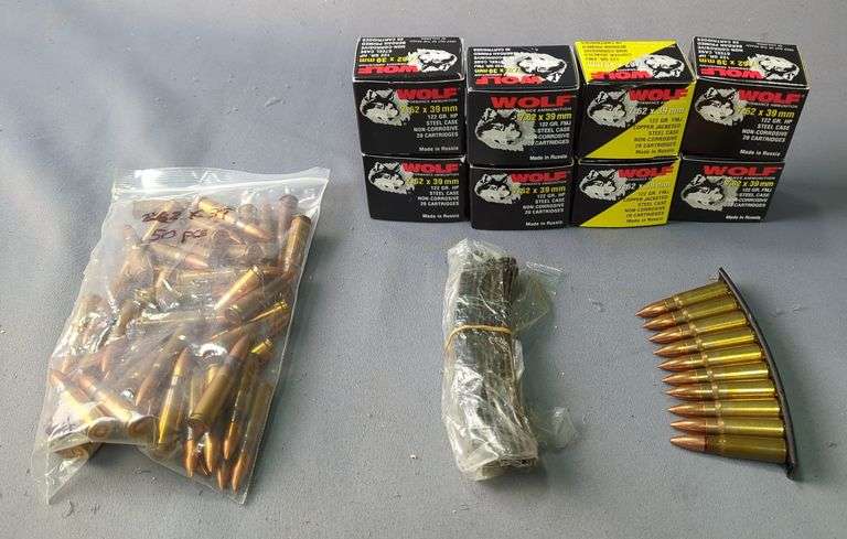 Wolf And Unmarked 7.62x39mm Ammo, Approx 220 Rds, And Stripper Clips, Local Pickup Only image