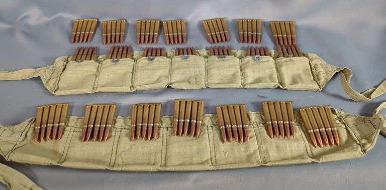 8mm Mauser Ammo, Approx 105 Rds On Stripper Clips In Bandolier, Local Pickup Only image