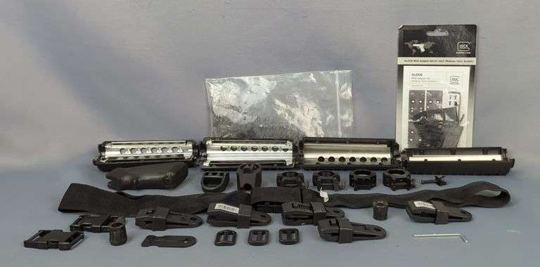 Gun Parts And Accessories, Includes Glock MOS Adapter Set, Hand Guards, Scope Rings, Lone Star Ordnance Pistol Grip, Mag Springs, Strap Buckles, Tarp Clips, And More image
