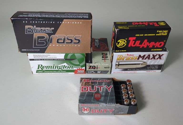 9mm Luger, 9mm Luger+P, And 9mm Nato Ammo, Approx 309 Rds, Brands Include TulAmmo, Remington, Blazer Brass, ZQI, And Hornady, Local Pickup Only image
