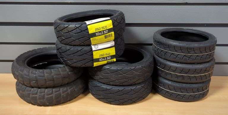 Tires In Sizes 10" X 2.5" And 8.5" X 2", Various Brands And Treads, Total Qty 9 image