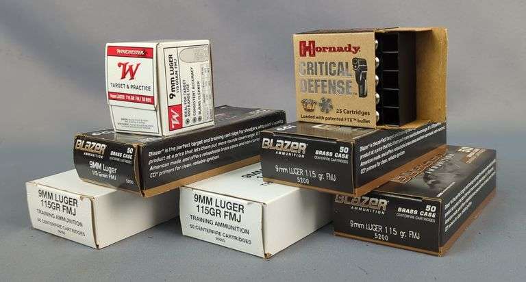 Assorted 9mm Luger Ammunition, Brands Include Blazer, Hornady, Winchester And More, Approx 316 Rds, Local Pickup Only image