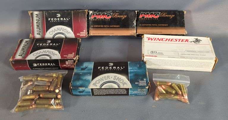 Federal, Winchester, And PMC Bronze .40 S&W Ammo, Approx 293 Rds, Federal 30-30 Win Ammo, Approx 20 Rds, And 9mm Ammo, Approx 13 Rds, Local Pickup Only image
