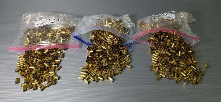 9mm Empty Brass, Once Fired, Cleaned, Approx Qty 900 image