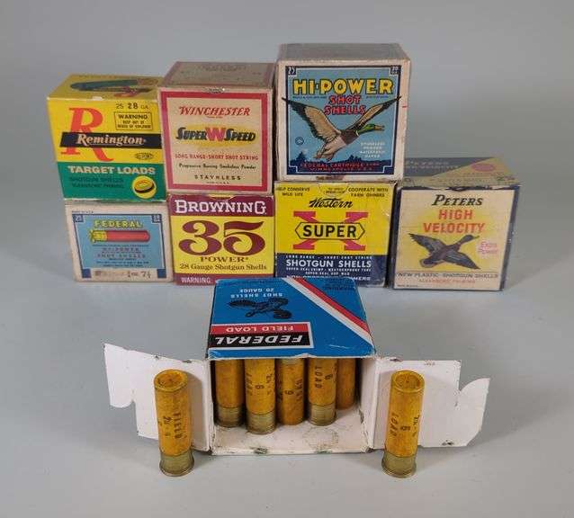 Assorted 28 And 20 Ga Shotgun Ammunition, Brands Include Remington, Federal, Peters And More, Approx 190 Rds Total, Local Pickup Only image