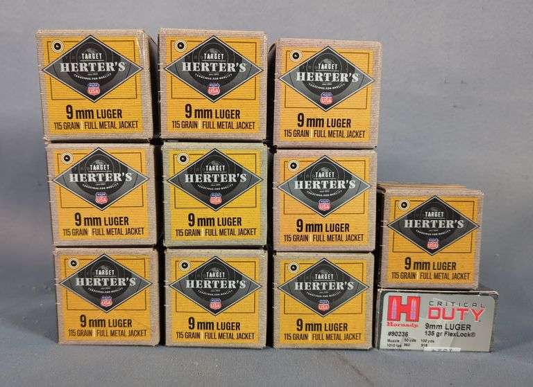 Herter's And Hornady Critical Duty 9mm Luger Ammo, Approx 525 Total Rds, Local Pickup Only image
