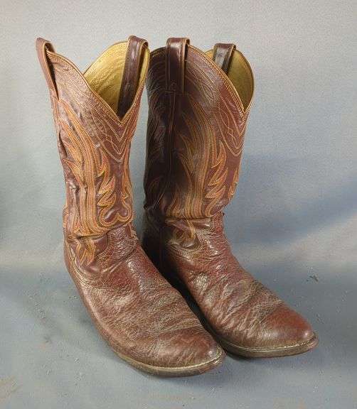 Justin Mens Leather Cowboy Boots, Size 8.5D image