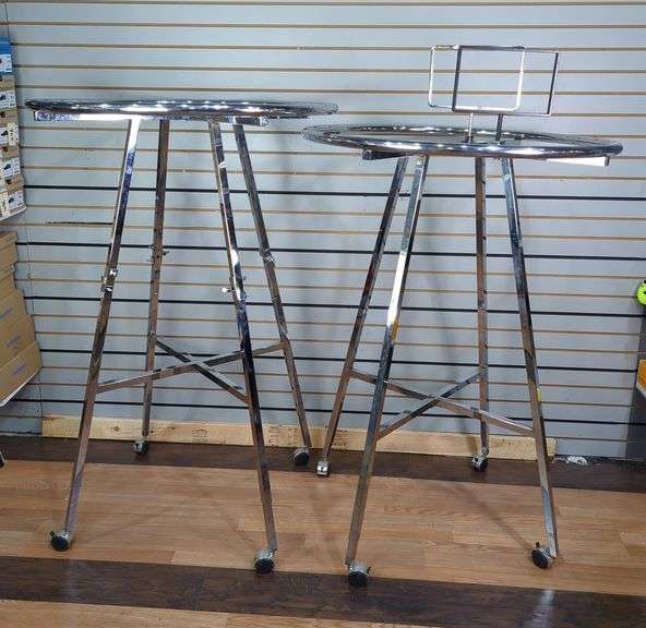 Chrome Round Rolling Clothing Racks with Sign Holders, Qty 2 image