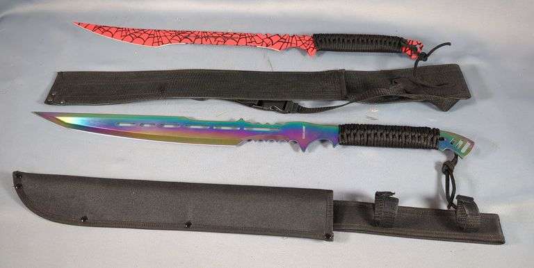 Black Legion Atlantis Fantasy Sword BV572, 20" Blade, And Red Widow Fantasy Sword BV591, 19" Blade, Both In Nylon Sheaths image