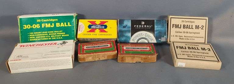 Ammo Assortment, Cals Include 30-06, 30-30 Win, .45 Auto, 44-40 Win, And 41 Short R.F., Brands Include Winchester, Western X, Federal And More, Local Pickup Only image