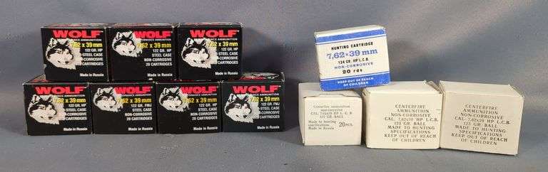 7.62x39 Ammo, Approx 220 Rds, Brands Include Wolf, State Unitary Enterprise, And Centerfire Ammunition, Local Pickup Only image