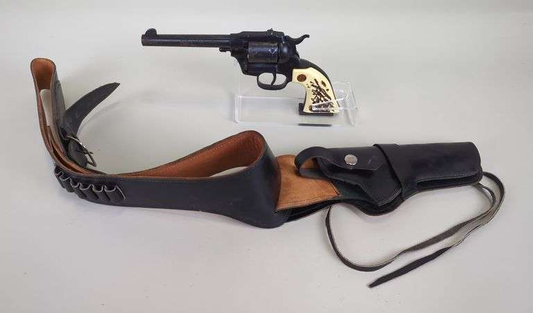 High Standard The Marshal .22 Cal 9-Shot Revolver SN# 2392132, MHW Carved In Butt Of Grip, In Leather Holster With Belt image