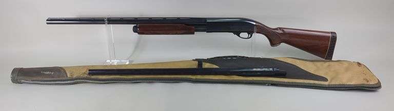 Remington Wingmaster 870 12 ga Pump Action Shotgun SN# V518139V, Extra 12 ga Bbl With Mod Choke, In Soft Case image