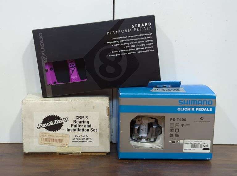 Shimano And Origin 8 Pedals, And Park Tool Bearing Puller And Installation Set image