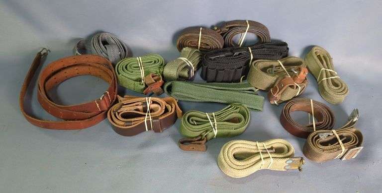 Gun Sling Assortment, And Nylon Belt With Cartridge Loops image