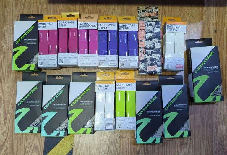 Bicycle Handlebar Tape Assortment Including Cork, Cork Synthetic, Gel Synthetic, And Microfiber image