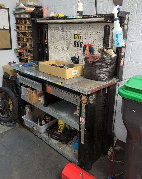 Industrial Workbench With Shelves And Drawers image