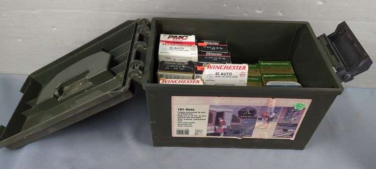 Winchester, Blazer, PMC, Remington And Federal 45 Auto Ammo, Approx 540 Rds, In Plastic Ammo Can, Local Pick Up Only image