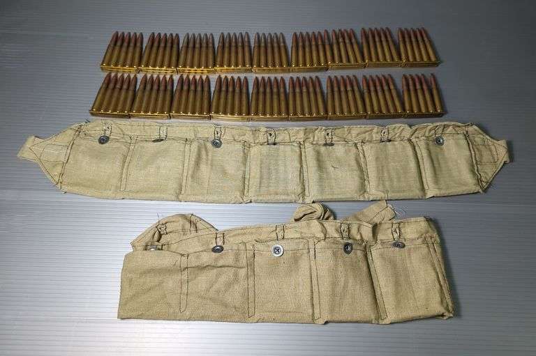 8mm Mauser Ammo, Approx 90 Rds On 5-Rd Stripper Clips In Bandoliers, Local Pickup Only image