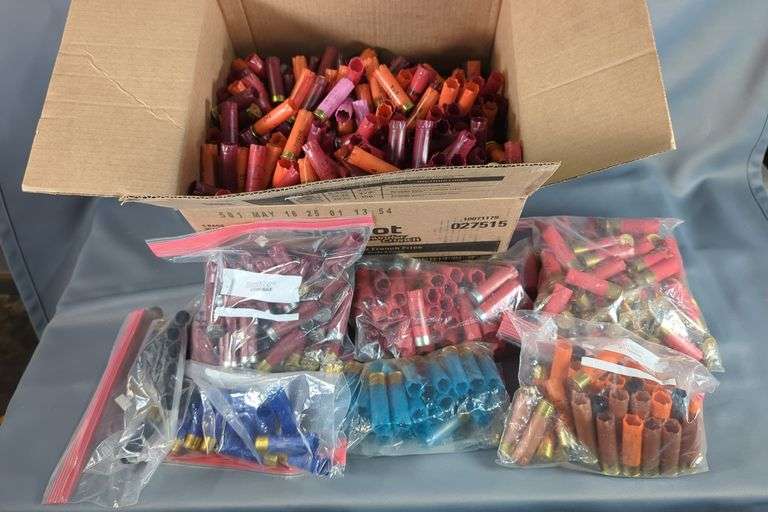 12 ga Shotgun Hulls, Various Brands And Sizes, Uncounted image