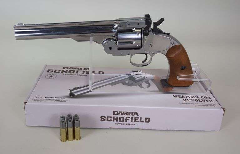 Barra Schofield Cowboy Series Western .177 Cal CO2 Revolver, Paperwork, 6 Removable Steel Cartridges, In Box image
